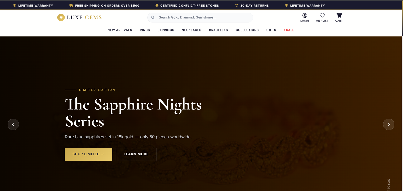 LuxeJwels - laravel, php web development project